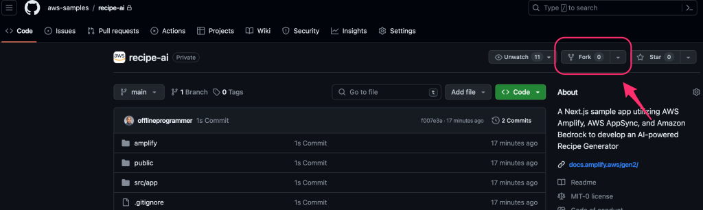 Fork the repository on AWS samples