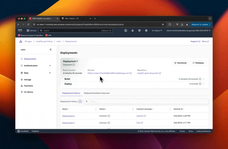 Amplify Console's Storage tab