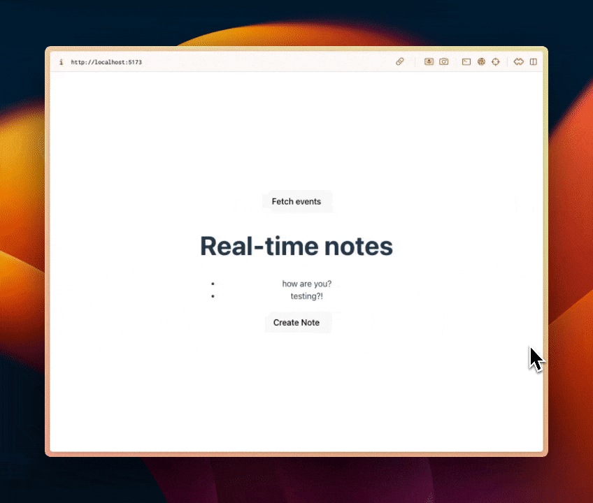 Demo of fetching events