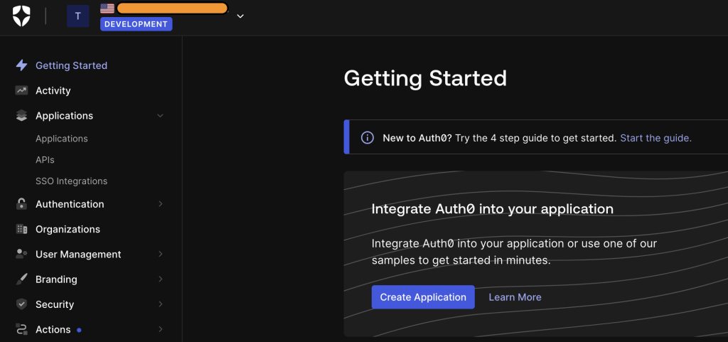 Auth0 Dashboard Page