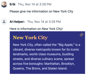 Chat response in card component