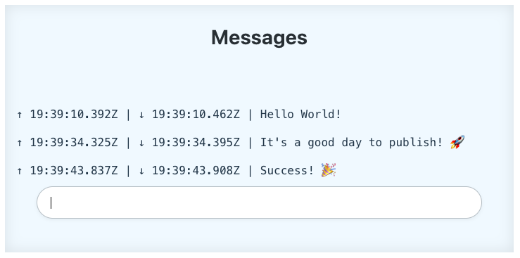A simple chat titled "Messages" show some received messages above an input form
