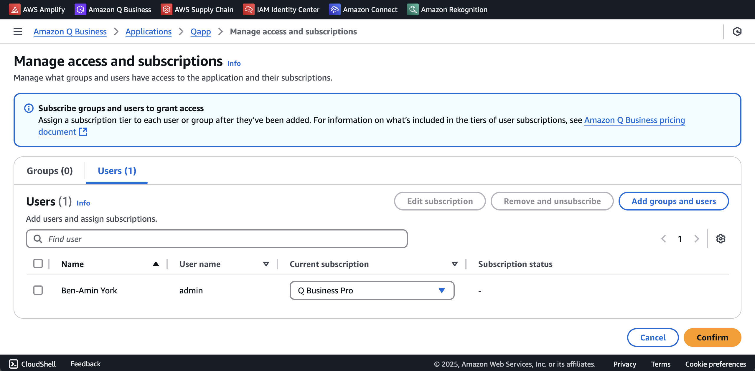 Granting access to existing IAM Identity Center users.