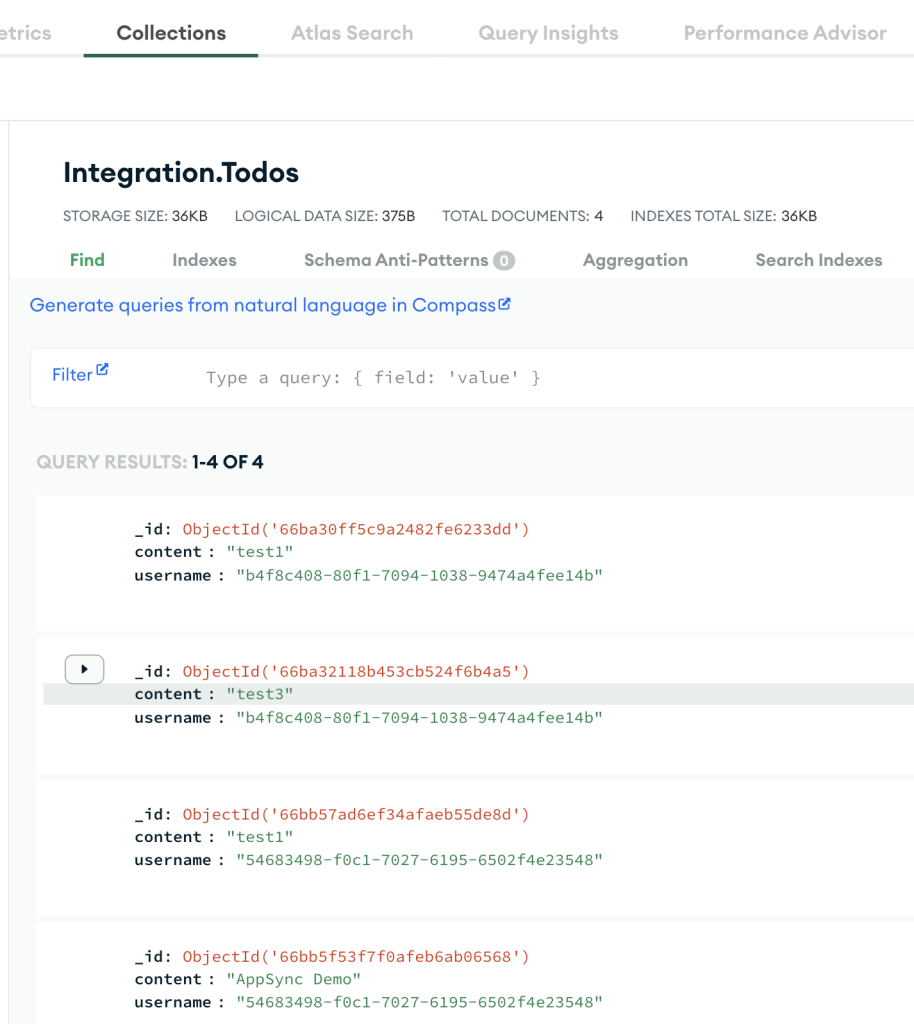 Amplify Tanstack Optimistic UI - Data in Mongo