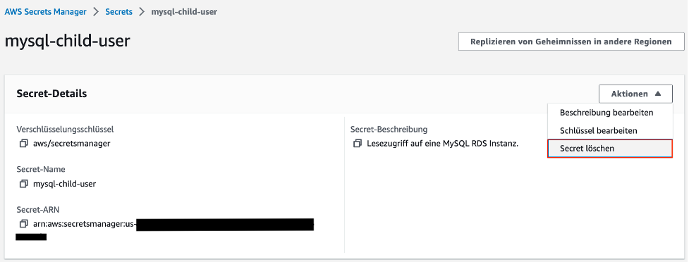 Child Secret löschen