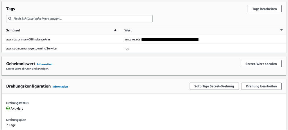 Geheimnis Details einsehen