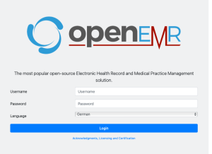 Bild der Anmeldung bei OpenEMR als Beispiel