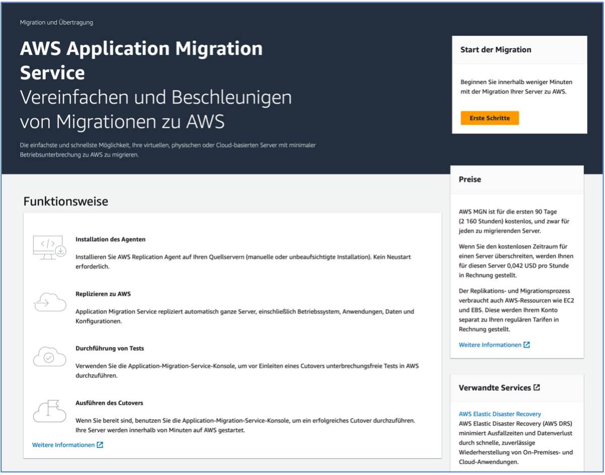 Bild 2: Die Ansicht der MGN-Konsole vor dem ausführen der ersten Schritte. 