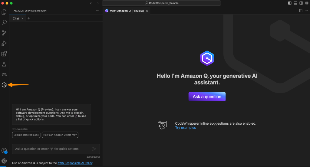 Amazon Q in Visual Studio Code