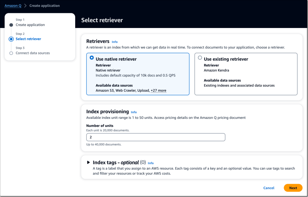 Auswahl der Retrievers in Amazon Q