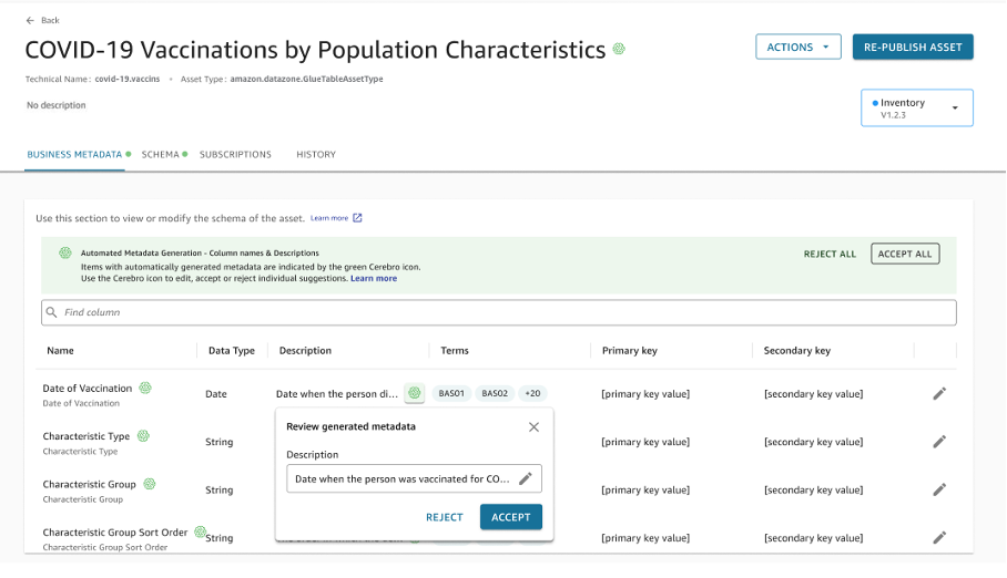 Übersicht der AWS Konsole beim akzeptieren der EMpfehlungen