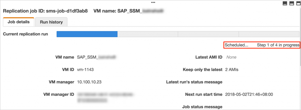 Figure 2: Replication job in Scheduled status
