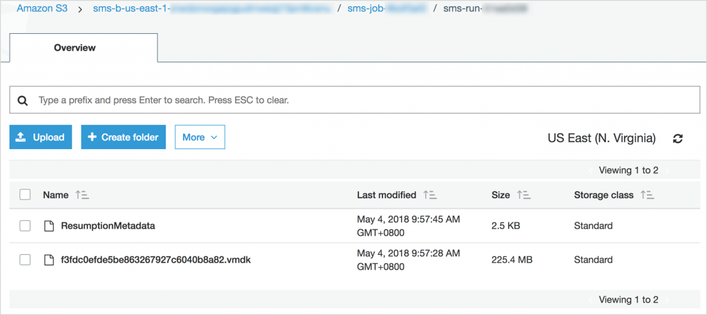 Figure 3: S3 bucket with uploaded VMDK file
