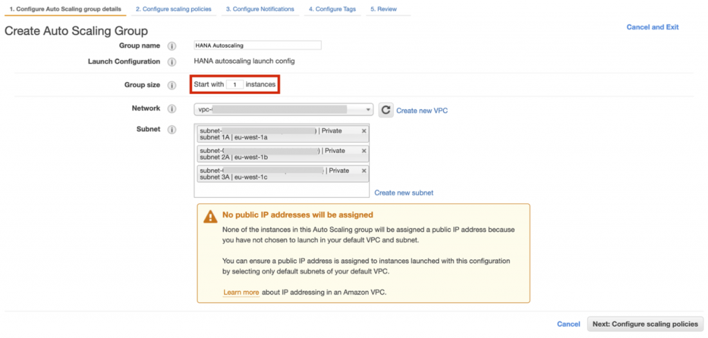 Configure Auto Scaling Group Size