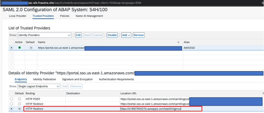Single Logout Endpoints ScreenShot