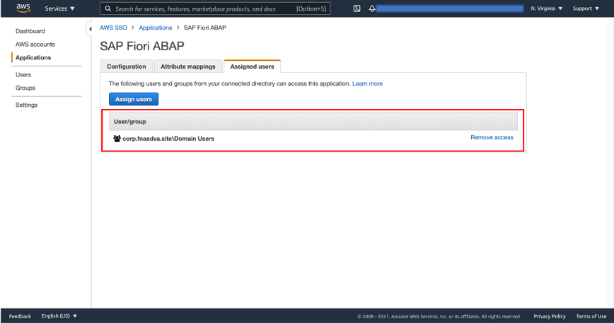 AWS SSO User Group ScreenShot