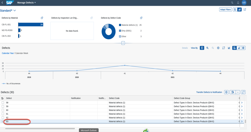 FIORI application for SAP defects