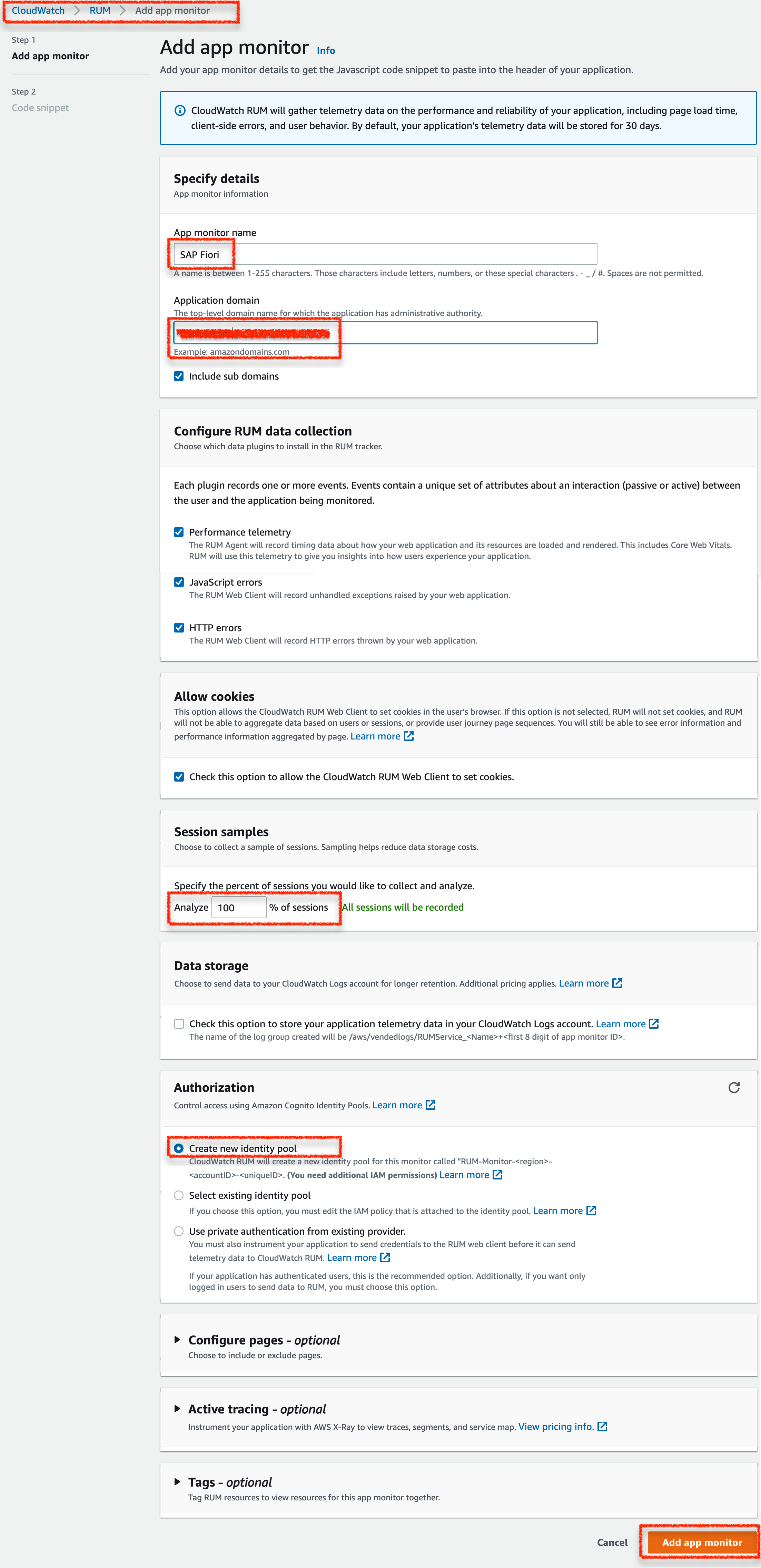 Figure 2. How to add CloudWatch RUM