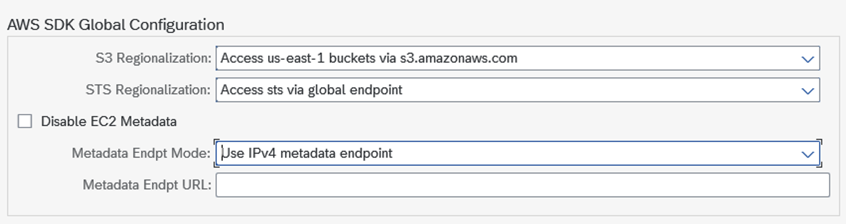 Global Settings - AWS SDK Global Settings