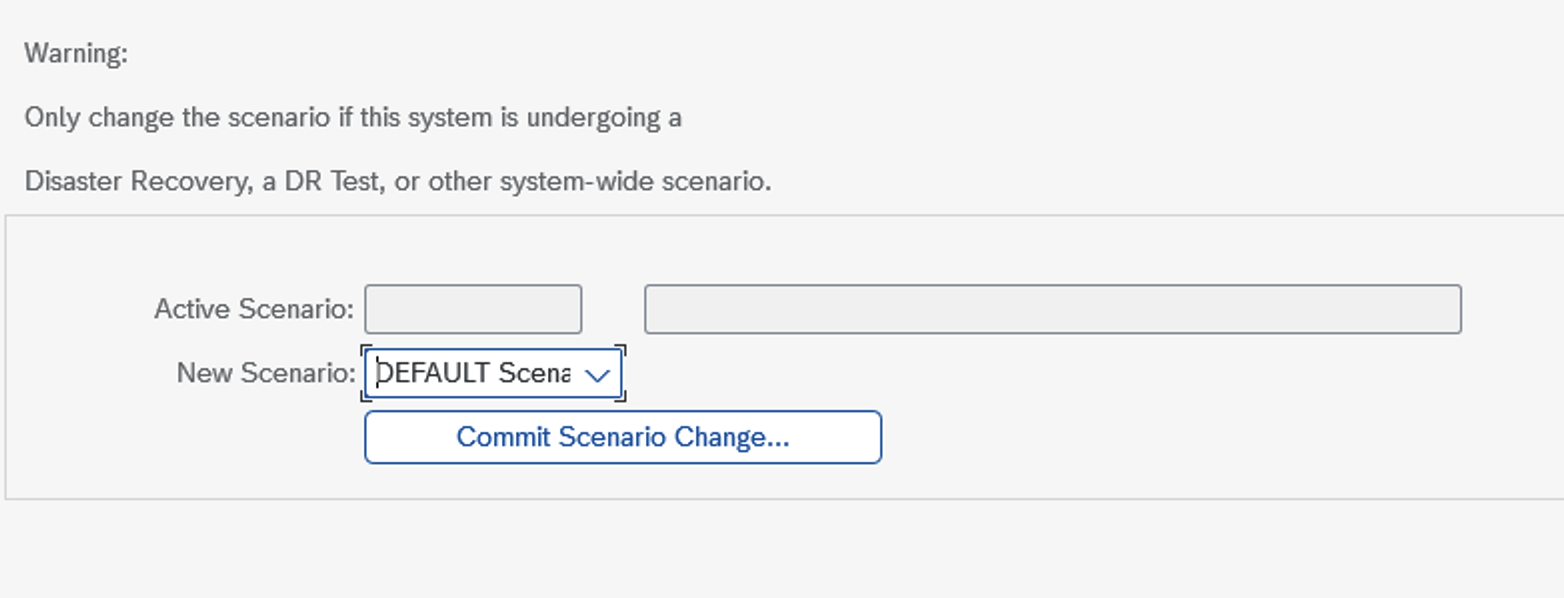 DEFAULT scenario selected as Active Scenario