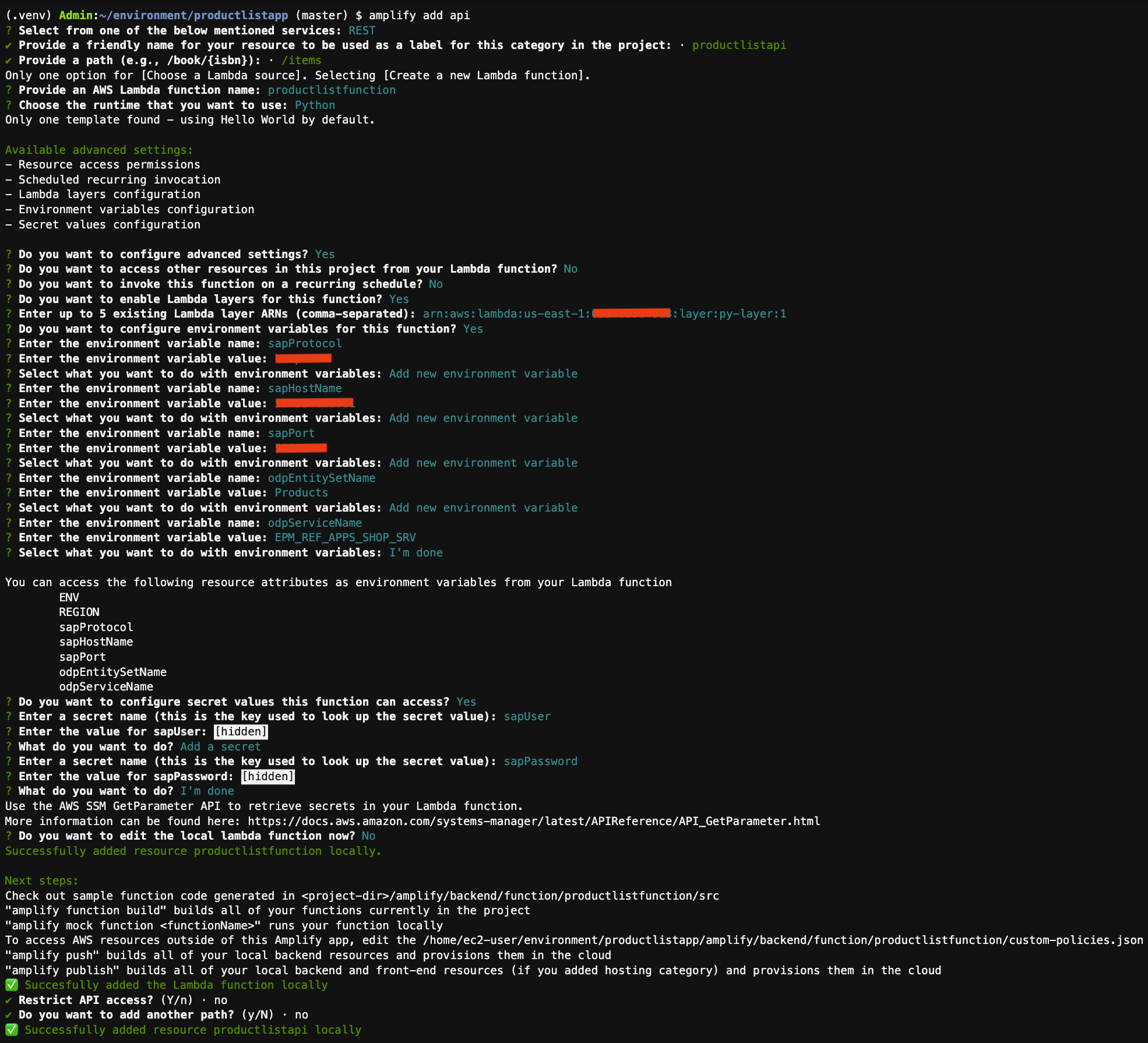 Workflow of amplify add api command