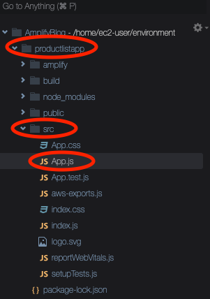 App.js file in the project structure