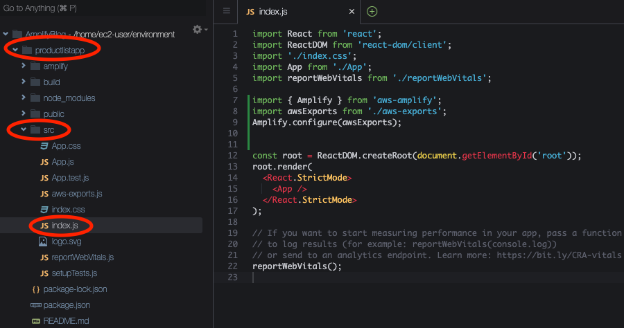 Contents of index.js file