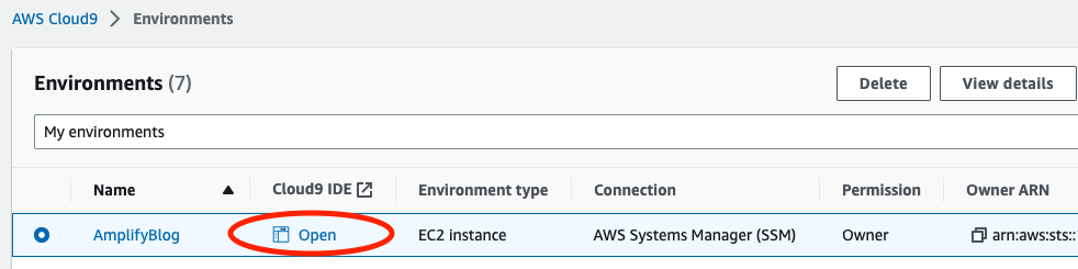 Open AWS Cloud9 IDE