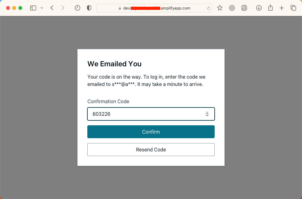 React application showing Account verification functionality