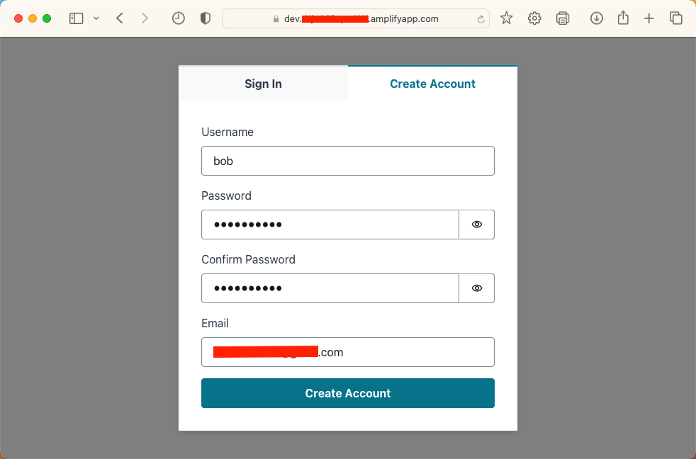 React Application with Sign In and Sign Up functionality