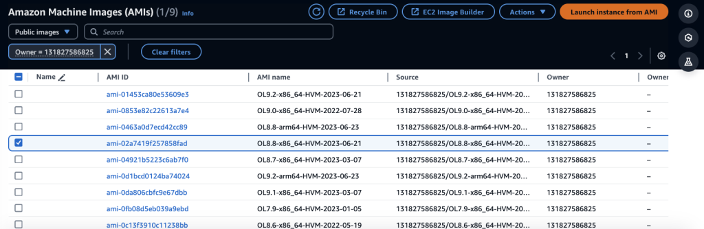 Launching Oracle instance