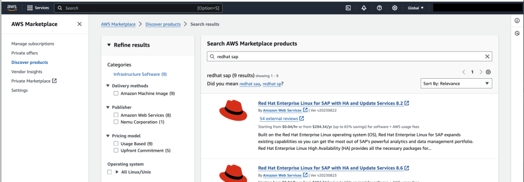 Marketplace subscriptions for RHEL
