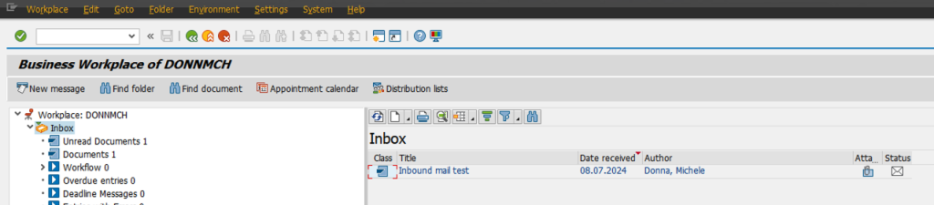 Figure 9: SAP mailbox