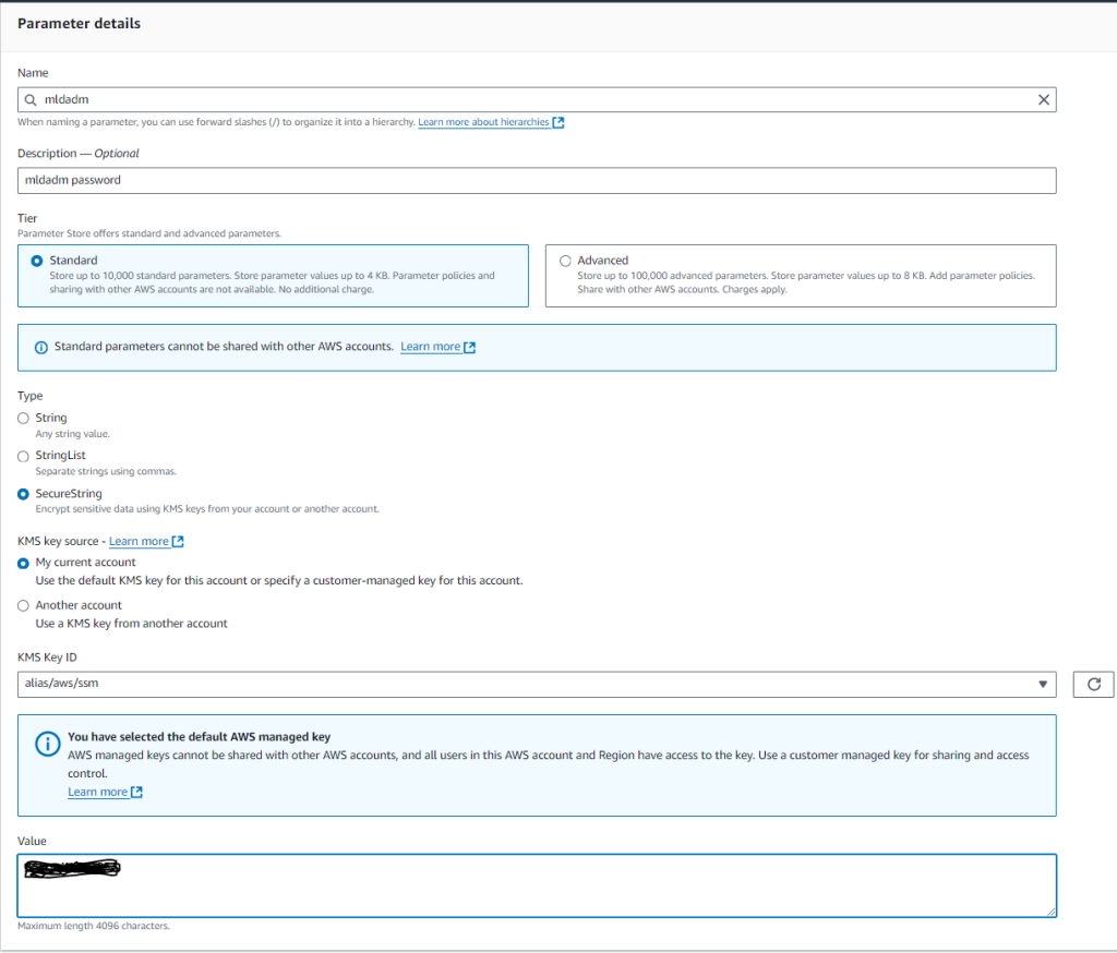 Figure 28 - Add SecureString Parameter