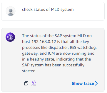Figure 35 - Status check of SAP instance