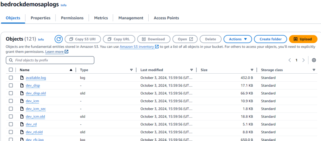 Figure 38 - Logfiles are shown in the bucket