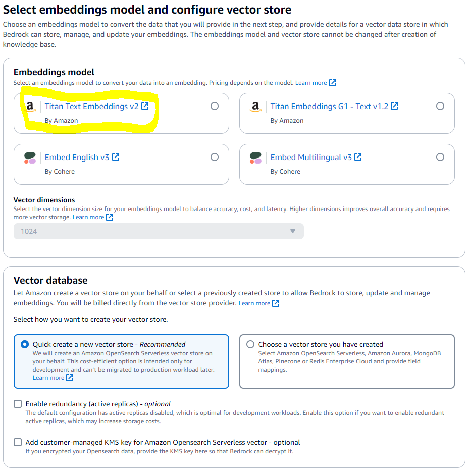 Figure 42 - Choose the vector store