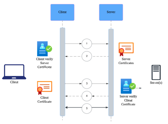 mTLS authentication flow between client and server
