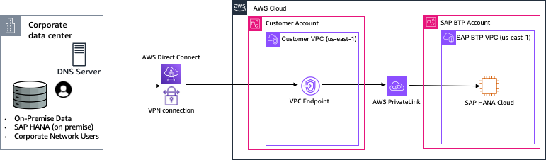 Figure 2 : Connecting to SAP HANA Cloud via AWS Privatelink