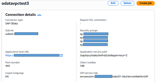 図2. VPC設定を使用したAWS Glue for SAP OData