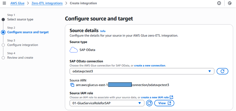 図4. Zero-ETLソースSAP OData接続
