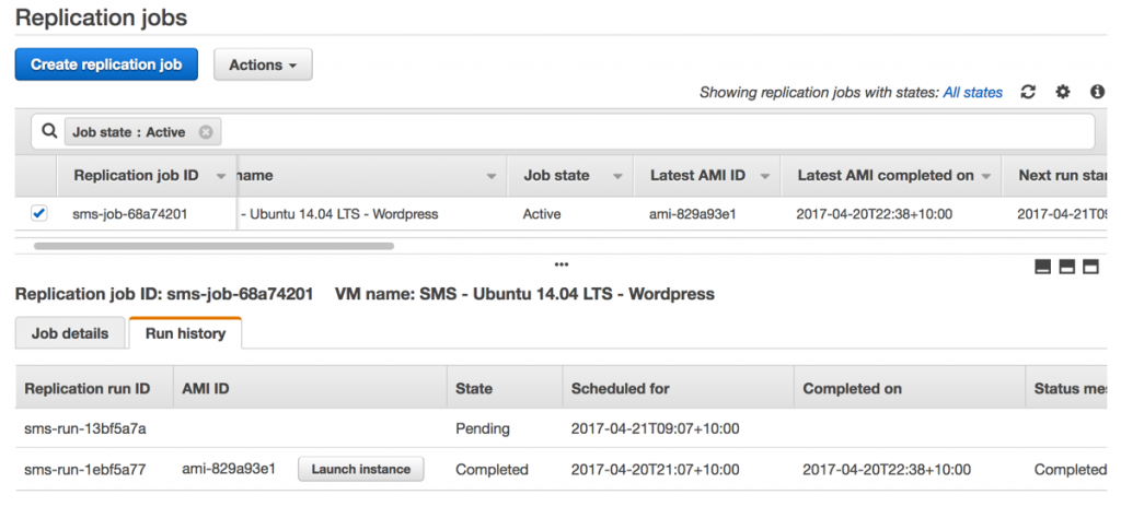 replication jobs status