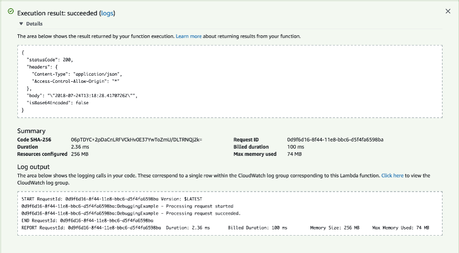 Lambda Console Execution