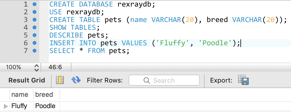 Execute MySQL commands