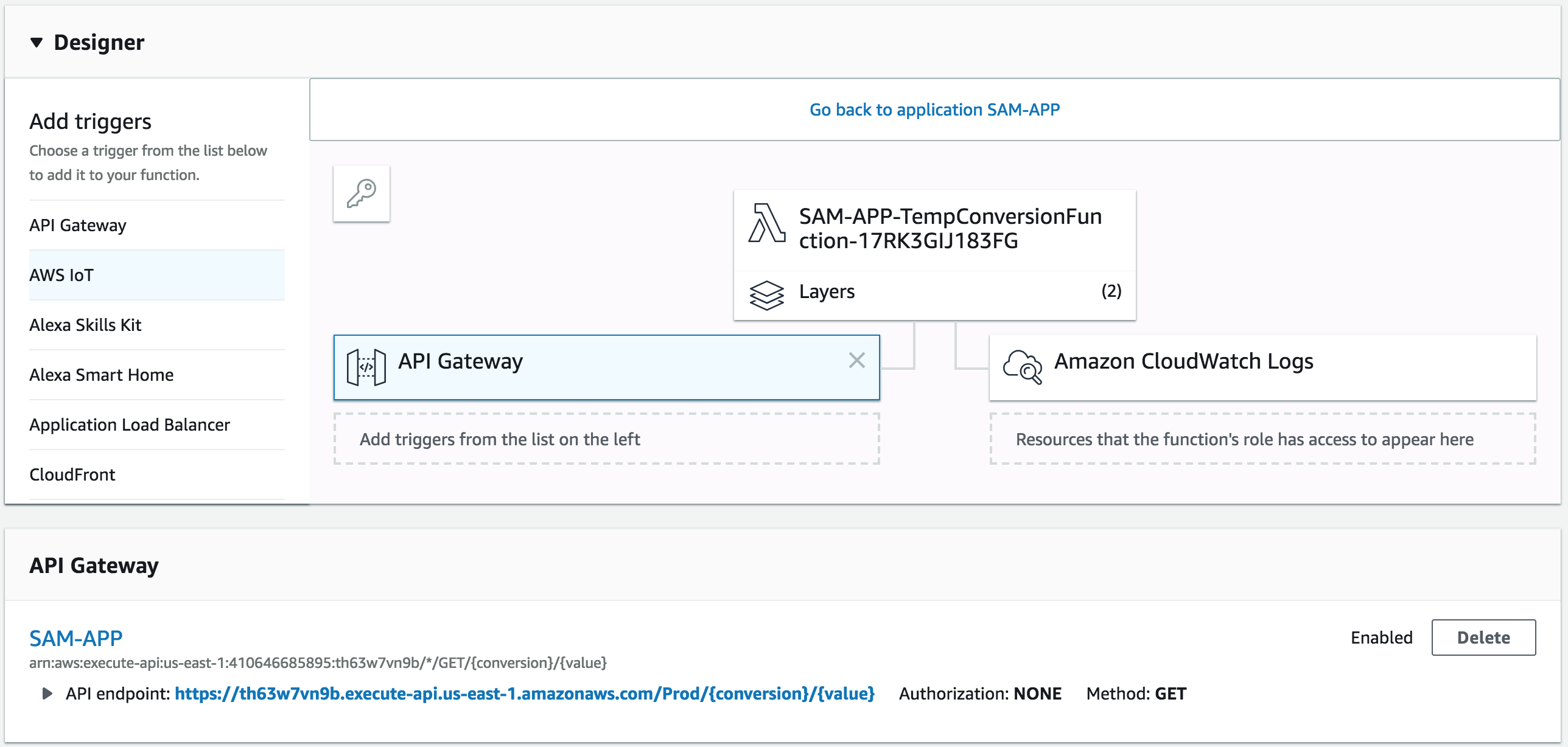 API Gateway Endpoint