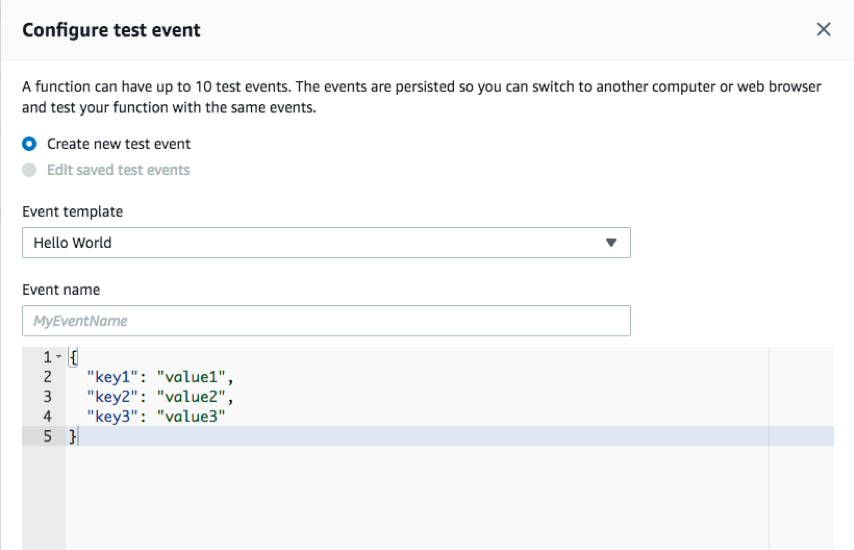 Configure Test Event