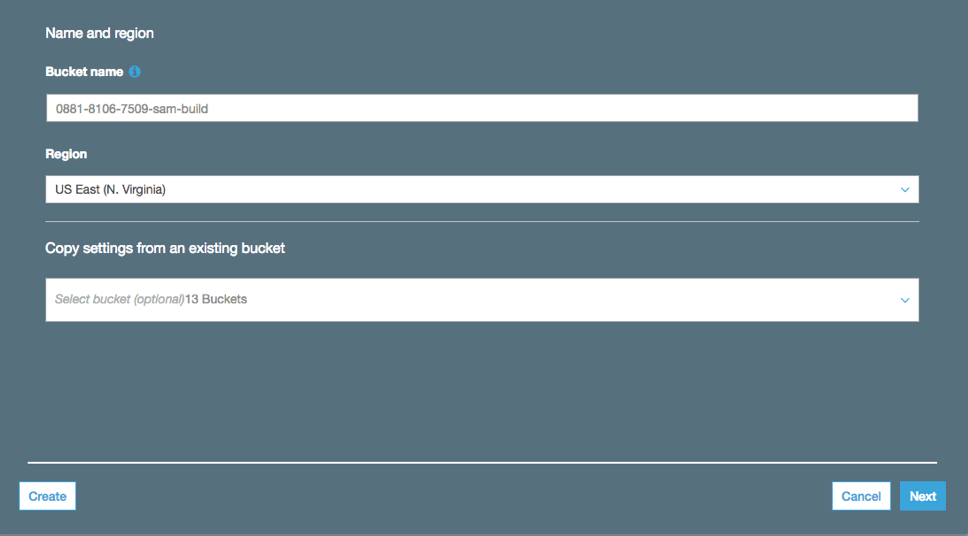 Create Bucket Options