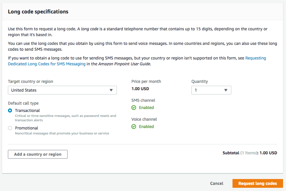 Long Code Specifications