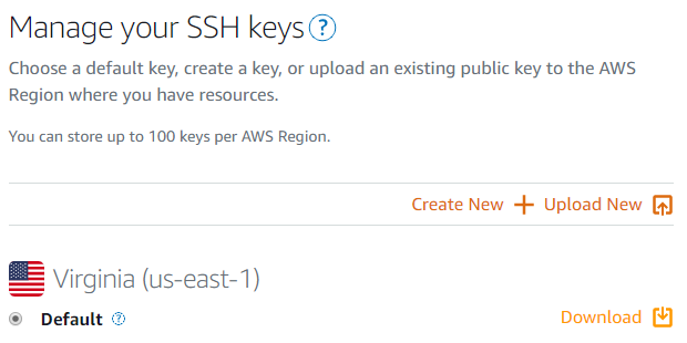 Click the download link to download the SSH key