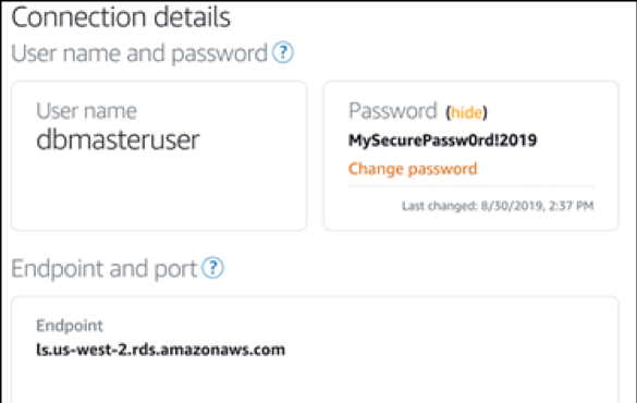 the Connection details page